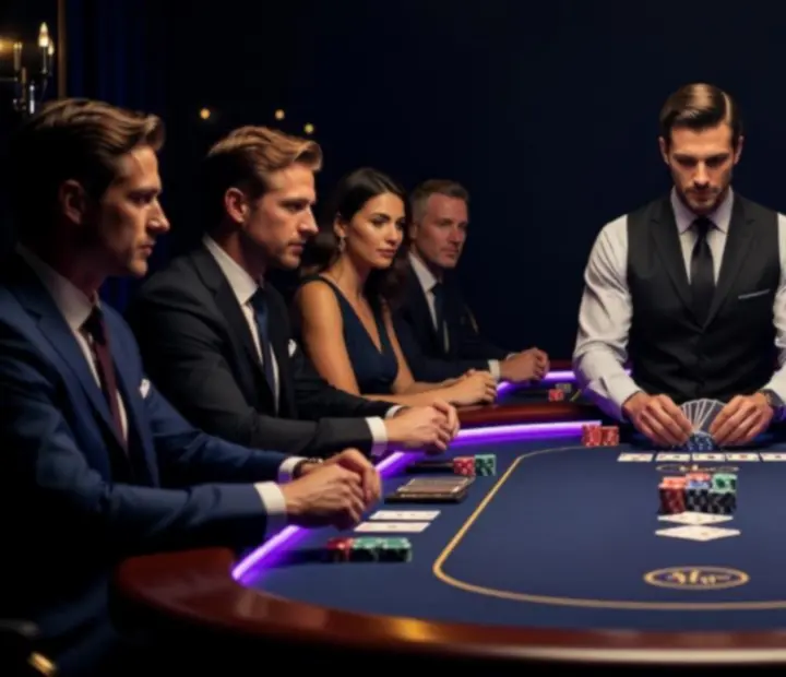 Ekskluzywny stół pokerowy przygotowany na wieczór eventowy