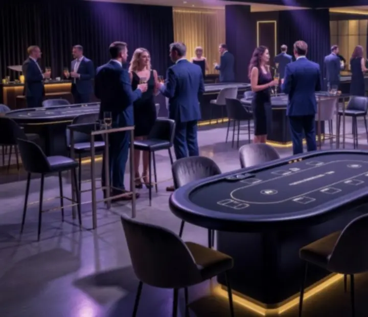 Pokerowy stół w nastrojowym świetle z muzyczną oprawą