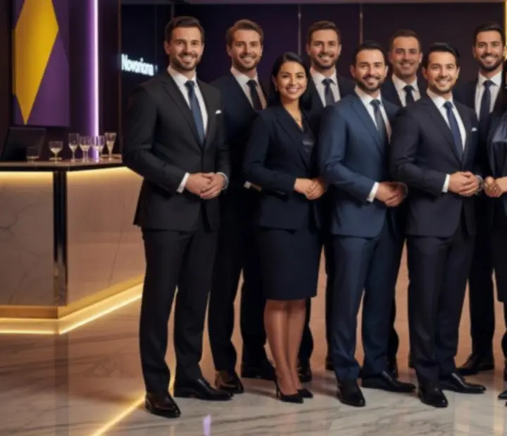 Profesjonalny zespół Novoriona obsługujący stoły blackjack podczas wydarzenia firmowego